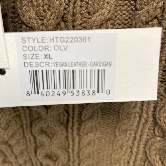 Honor the Gift Olive Vegan Leather Cardigan - XL- NWT - Picture 3 of 6